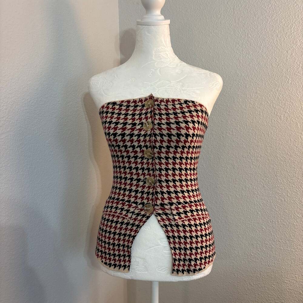 Strapless Houndstooth Top